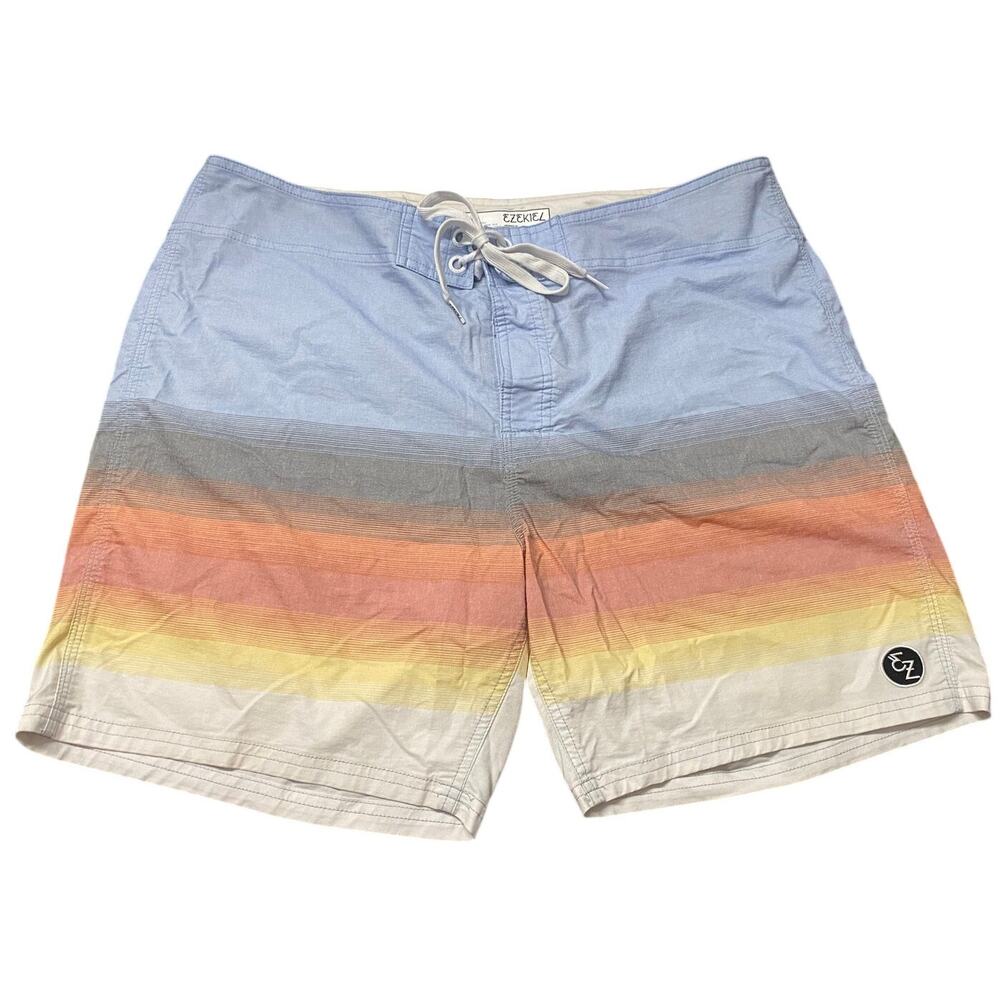 Ezekiel Men’s Board Shorts Size 36 Sunset‎ Stripe Swim Trunks Surf Resort Beach